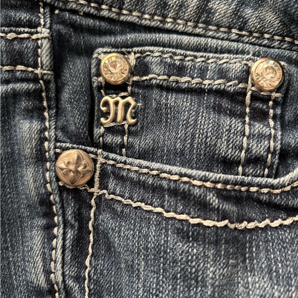 Blue Denim Jeans with Silver Accents
